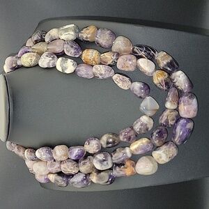 2385 Cts Amethyst 3 Strand Bi-color Natural Gemstone Oval Beaded Necklace